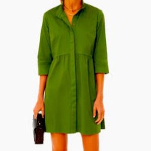 IVY GREEN STRETCH CREPE ROYAL SHIRT DRESS